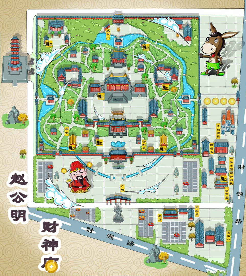 神池寺庙类手绘地图